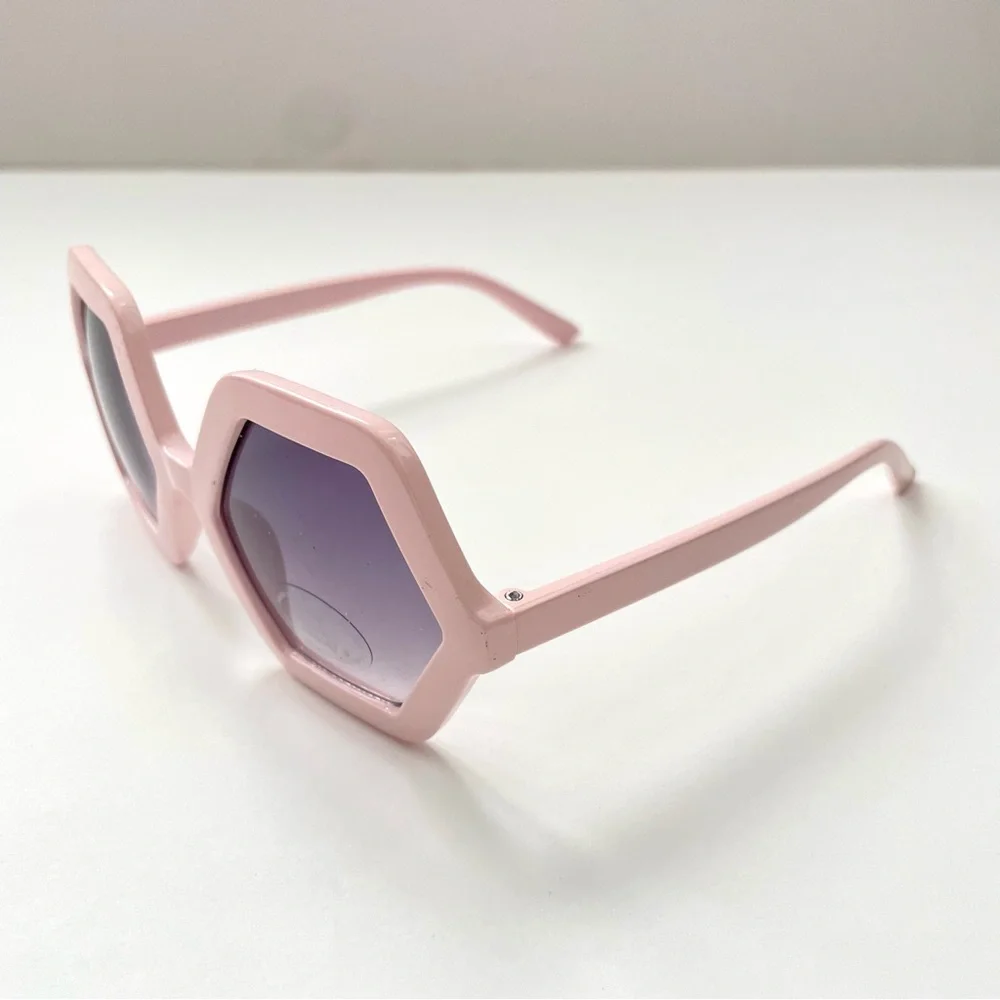 Girls Pink Sunglasses With Hexagon Frames- Super Chic!
